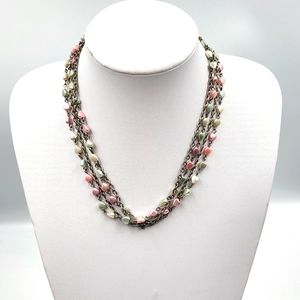 Delicate Pastel Heart Beads with Silver Necklace